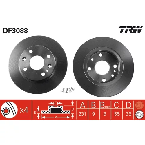 Brzdový kotúč TRW DF3088