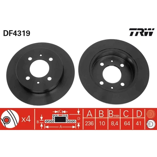 Brzdový kotúč TRW DF4319