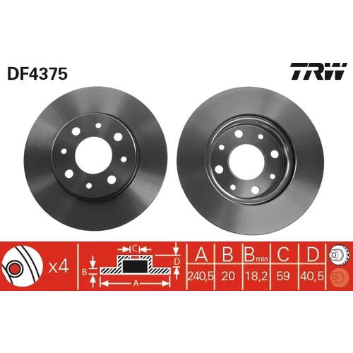 Brzdový kotúč TRW DF4375