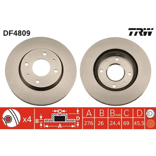 Brzdový kotúč TRW DF4809