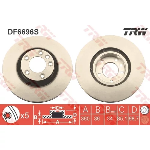Brzdový kotúč DF6696S /TRW/ - obr. 2