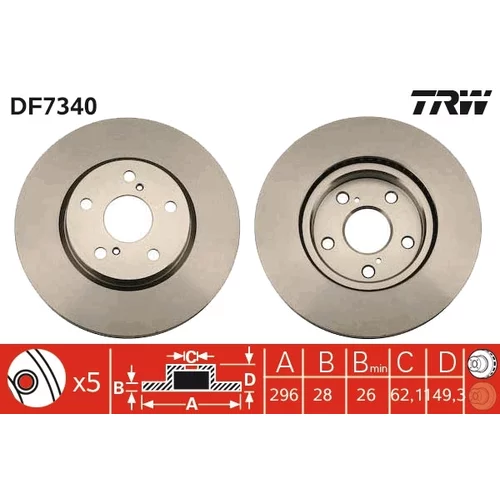 Brzdový kotúč TRW DF7340