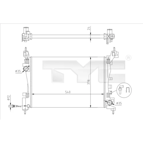 Chladič motora 725-0044-R /TYC/