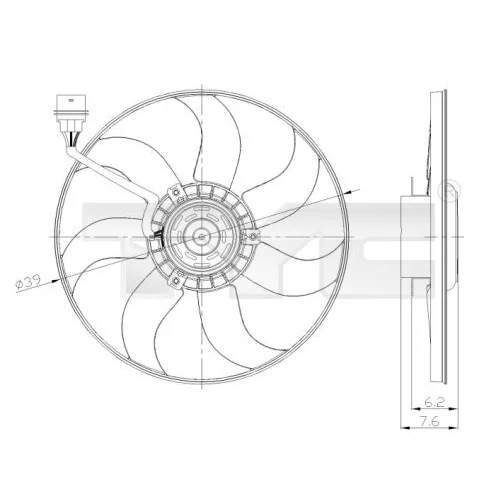 Ventilátor chladenia motora 837-0036 /TYC/