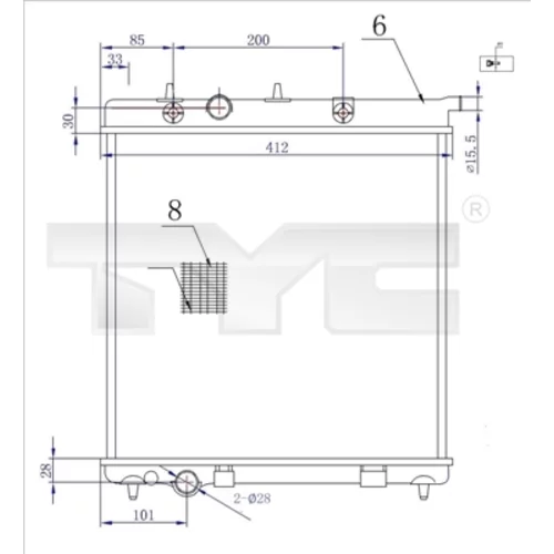 Chladič motora TYC 705-0072-R