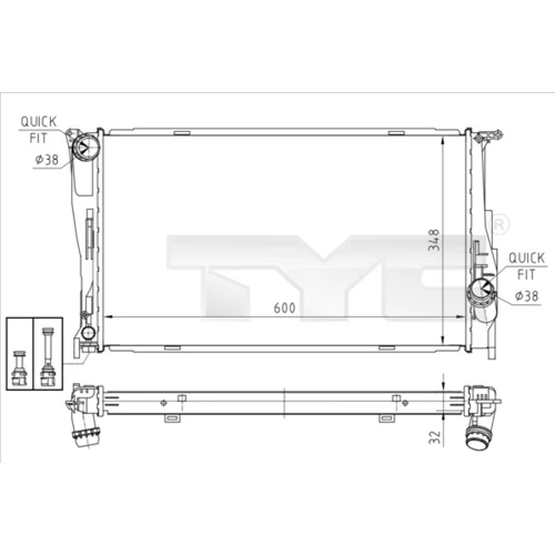 Chladič motora TYC 703-0008