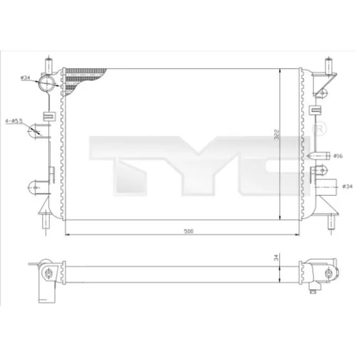 Chladič motora TYC 710-0036-R