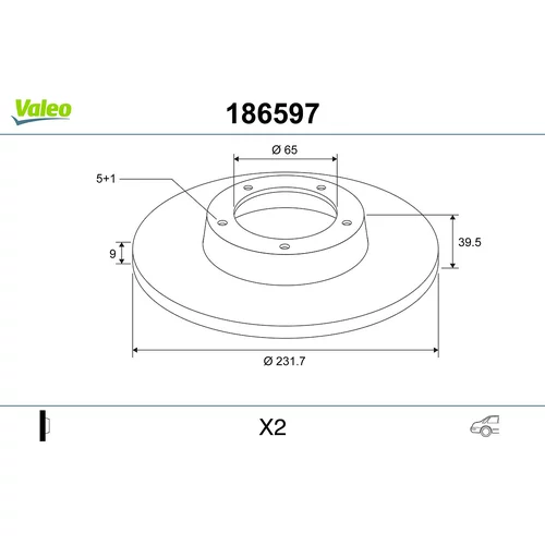 Brzdový kotúč VALEO 186597
