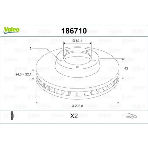 Brzdový kotúč VALEO 186710