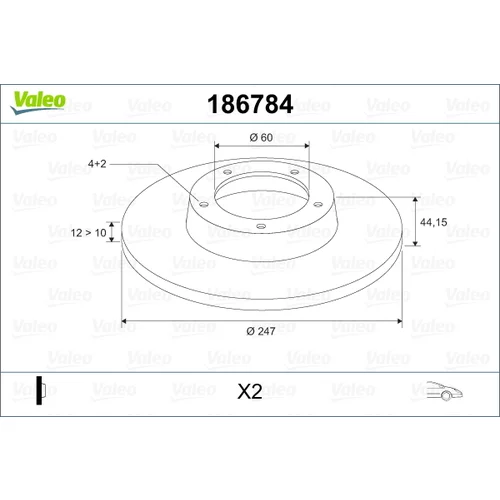 Brzdový kotúč VALEO 186784
