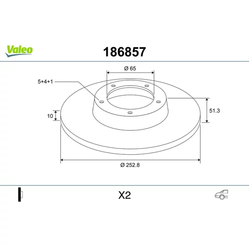 Brzdový kotúč VALEO 186857