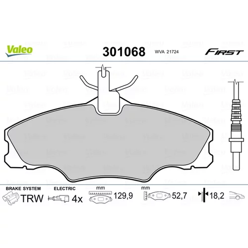 Sada brzdových platničiek kotúčovej brzdy VALEO 301068