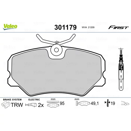 Sada brzdových platničiek kotúčovej brzdy 301179 /VALEO/