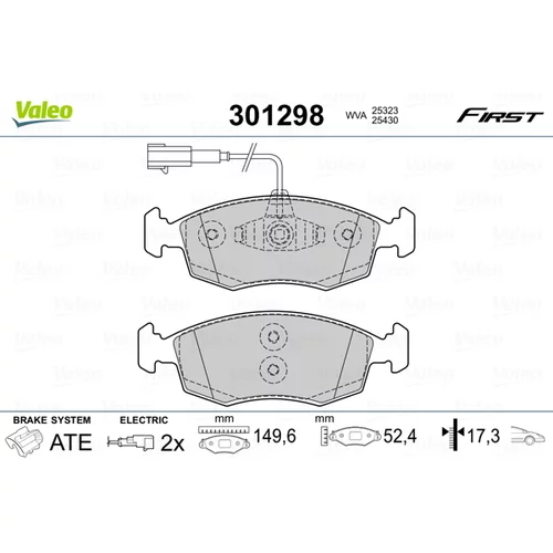 Sada brzdových platničiek kotúčovej brzdy VALEO 301298