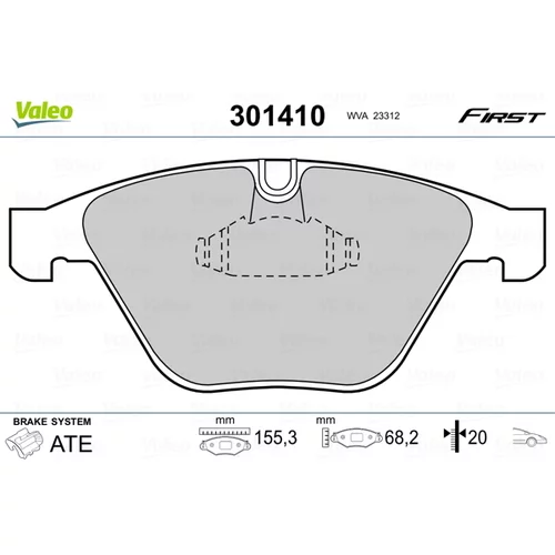 Sada brzdových platničiek kotúčovej brzdy VALEO 301410