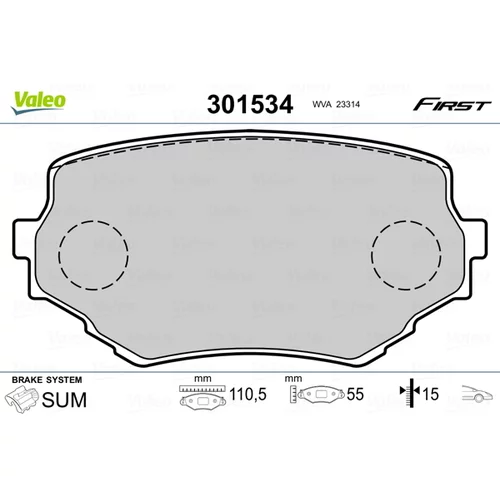 Sada brzdových platničiek kotúčovej brzdy VALEO 301534