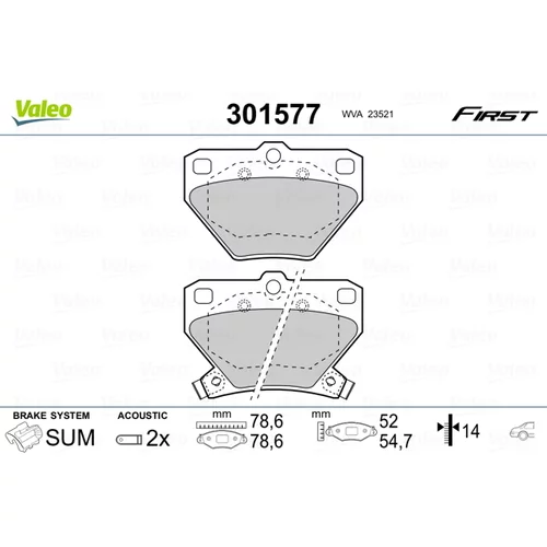 Sada brzdových platničiek kotúčovej brzdy VALEO 301577