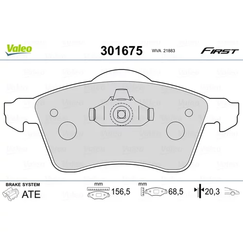 Sada brzdových platničiek kotúčovej brzdy VALEO 301675