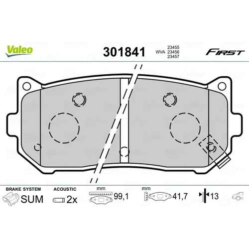 Sada brzdových platničiek kotúčovej brzdy VALEO 301841