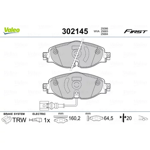 Sada brzdových platničiek kotúčovej brzdy 302145 /VALEO/