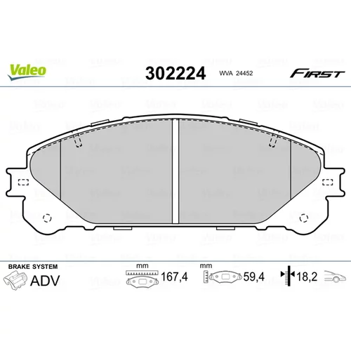 Sada brzdových platničiek kotúčovej brzdy VALEO 302224