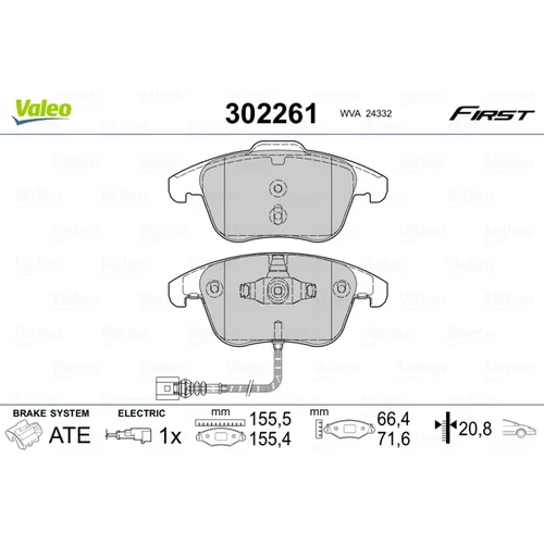 Sada brzdových platničiek kotúčovej brzdy VALEO 302261