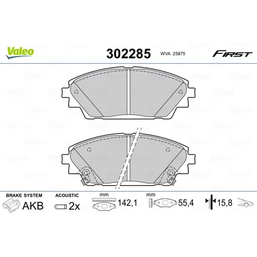 Sada brzdových platničiek kotúčovej brzdy VALEO 302285