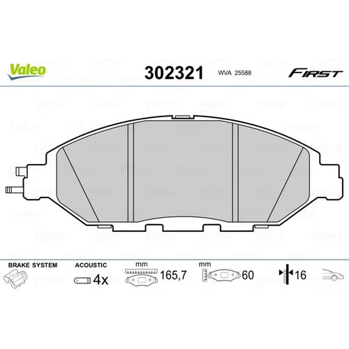 Sada brzdových platničiek kotúčovej brzdy VALEO 302321