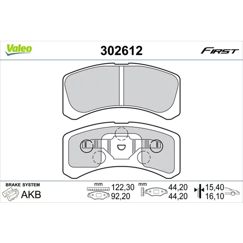 Sada brzdových platničiek kotúčovej brzdy VALEO 302612