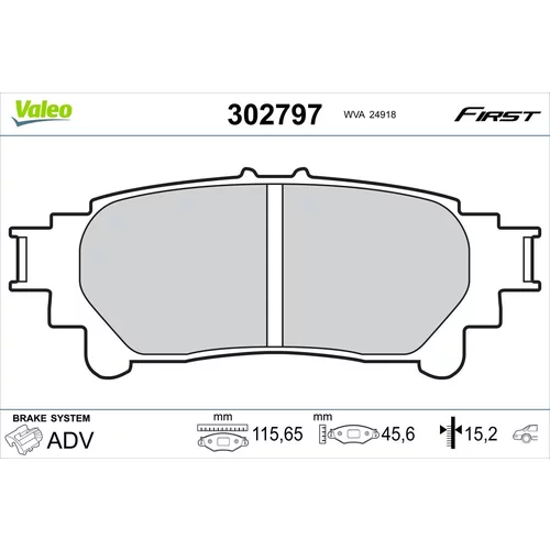 Sada brzdových platničiek kotúčovej brzdy VALEO 302797