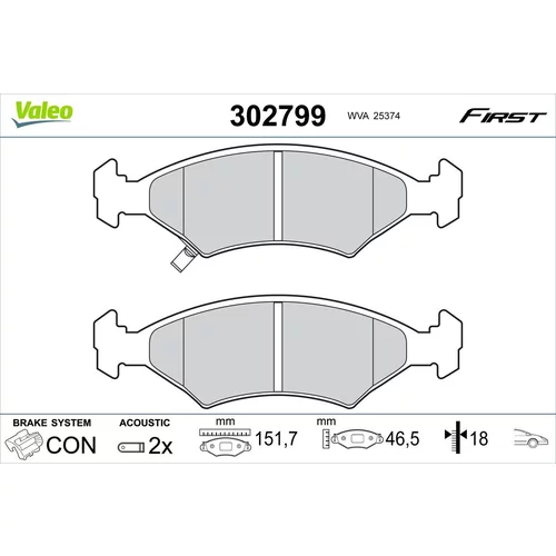 Sada brzdových platničiek kotúčovej brzdy 302799 /VALEO/