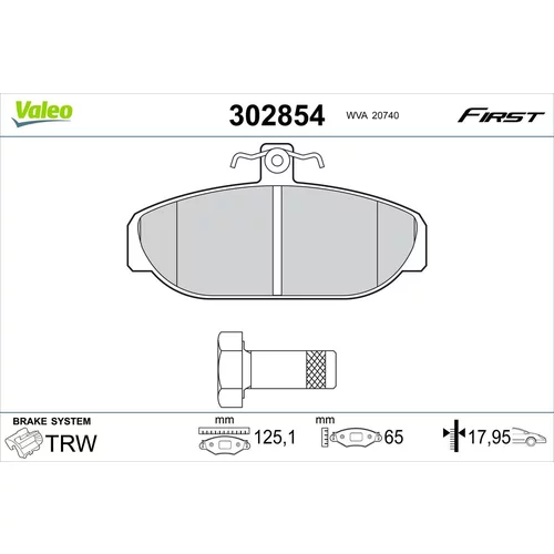 Sada brzdových platničiek kotúčovej brzdy VALEO 302854