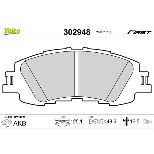 Sada brzdových platničiek kotúčovej brzdy VALEO 302948