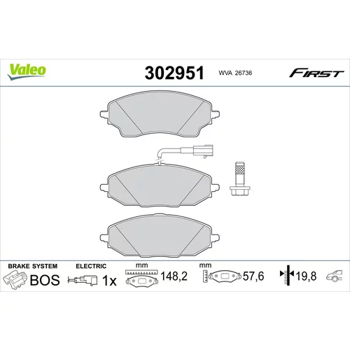 Sada brzdových platničiek kotúčovej brzdy VALEO 302951