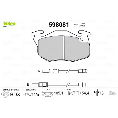 Sada brzdových platničiek kotúčovej brzdy VALEO 598081