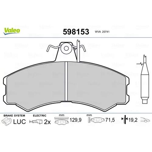 Sada brzdových platničiek kotúčovej brzdy VALEO 598153