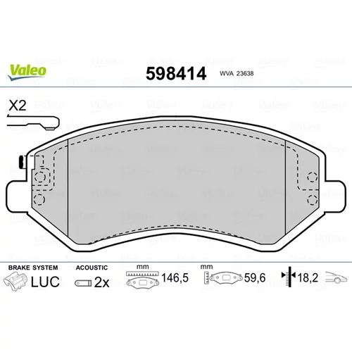 Sada brzdových platničiek kotúčovej brzdy 598414 /VALEO/