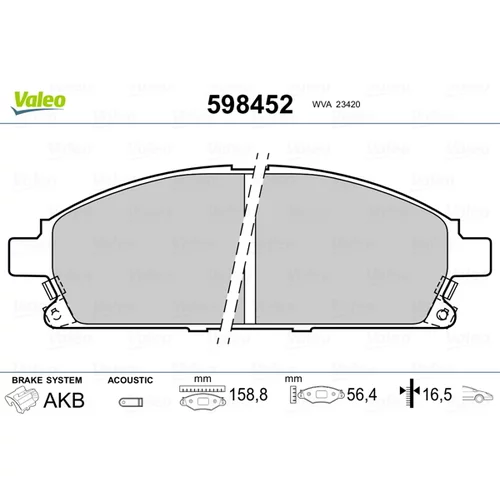 Sada brzdových platničiek kotúčovej brzdy 598452 /VALEO/