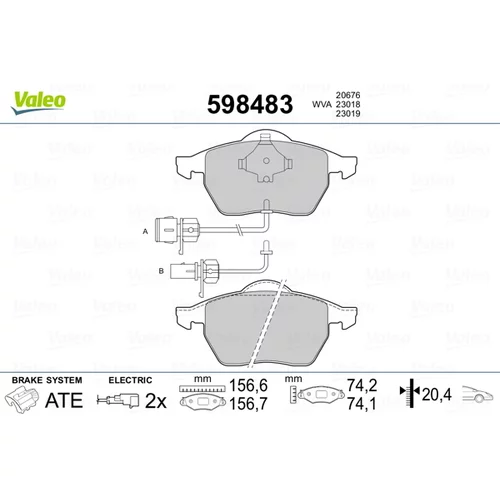 Sada brzdových platničiek kotúčovej brzdy VALEO 598483