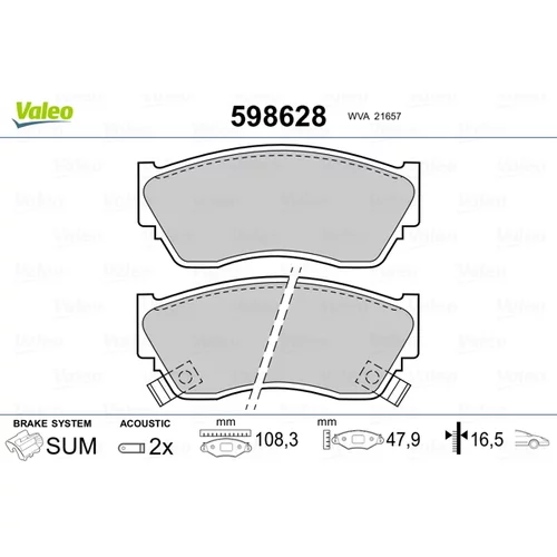 Sada brzdových platničiek kotúčovej brzdy VALEO 598628