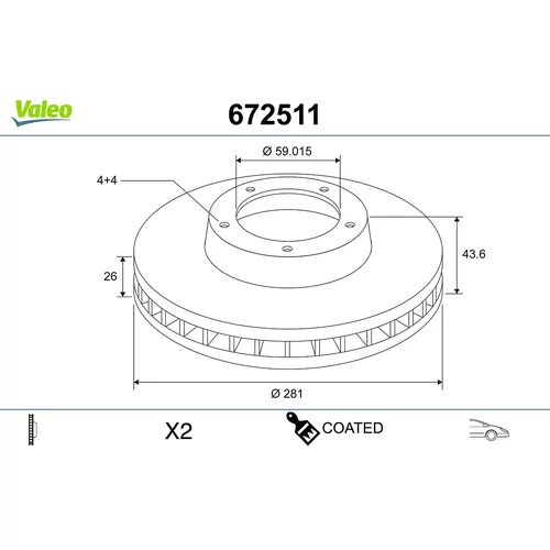 Brzdový kotúč VALEO 672511