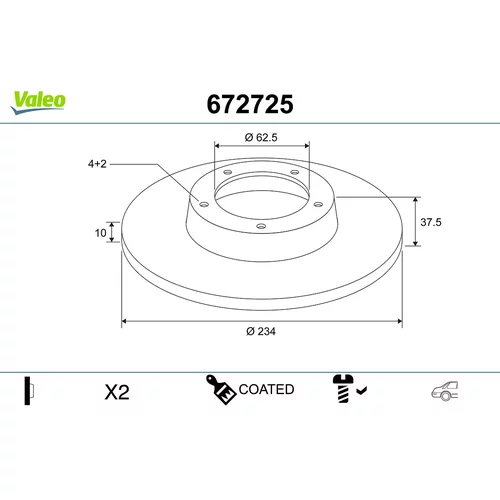 Brzdový kotúč VALEO 672725