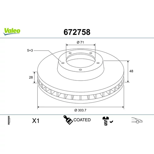 Brzdový kotúč VALEO 672758