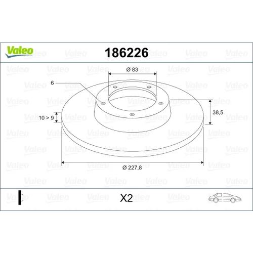 Brzdový kotúč VALEO 186226