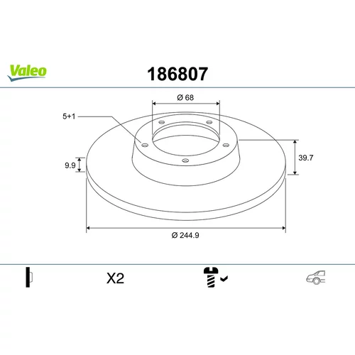 Brzdový kotúč VALEO 186807