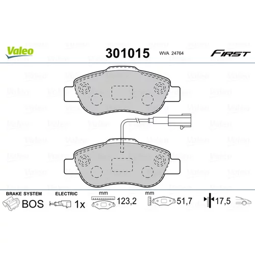 Sada brzdových platničiek kotúčovej brzdy VALEO 301015