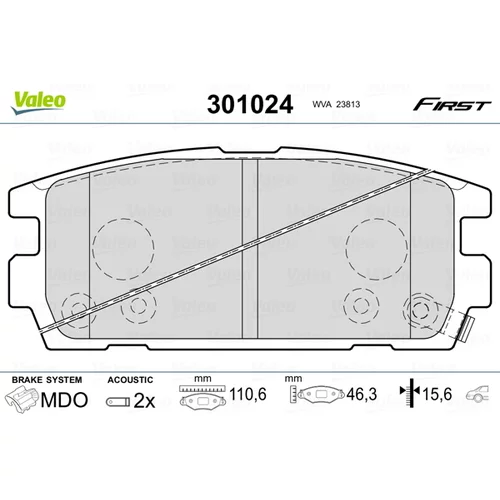 Sada brzdových platničiek kotúčovej brzdy VALEO 301024