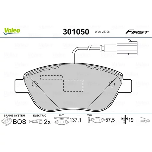 Sada brzdových platničiek kotúčovej brzdy VALEO 301050