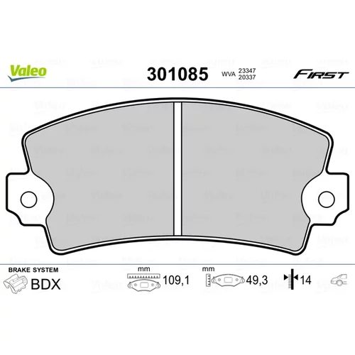 Sada brzdových platničiek kotúčovej brzdy VALEO 301085