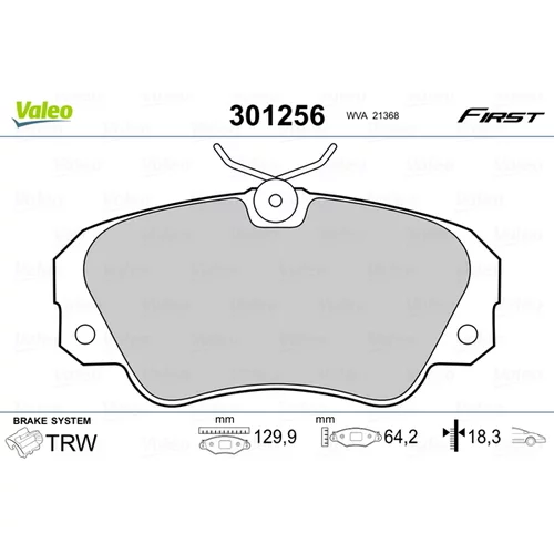 Sada brzdových platničiek kotúčovej brzdy VALEO 301256